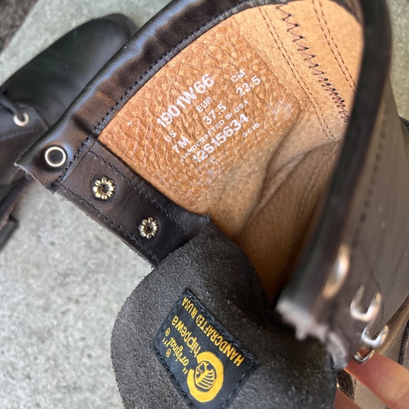 Chippewa boots made in USA black lace up combat 8" leather lacers 7 avant garde - Picture 8 of 14